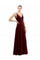 V-Back Burgundy Stretch Velvet V-Neck Long Sleeveless Bridesmaid Dress / Evening Dress Southampton