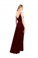 V-Back Burgundy Stretch Velvet V-Neck Long Sleeveless Bridesmaid Dress / Evening Dress Southampton