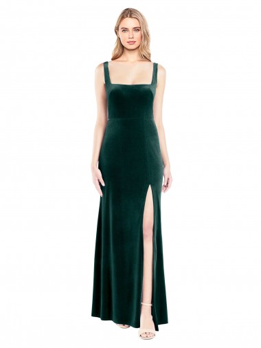 Stretch Velvet Square Neck Long Sleeveless Prom Dress / Bridesmaid Dress Southampton