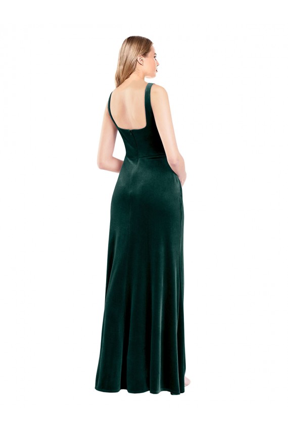 Stretch Velvet Square Neck Long Sleeveless Prom Dress / Bridesmaid Dress Southampton