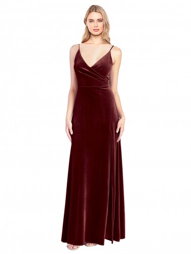 V-Back Stretch Velvet V-Neck Long Sleeveless Black Tie Prom Dress / Bridesmaid Dress Southampton