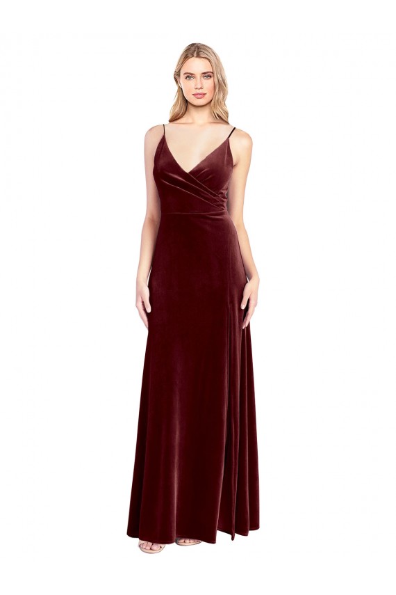 V-Back Stretch Velvet V-Neck Long Sleeveless Black Tie Prom Dress / Bridesmaid Dress Southampton