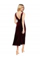 V-Back Burgundy Stretch Velvet V-Neck Midi Length Sleeveless Prom Dress / Bridesmaid Dress Southampton