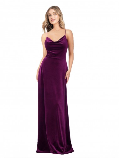 Open Back Stretch Velvet Scoop Neck Long Sleeveless Formal Evening Gown / Prom Dress / Bridesmaid Dress Southampton
