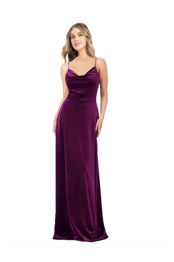 Open Back Stretch Velvet Scoop Neck Long Sleeveless Formal Evening Gown / Prom Dress / Bridesmaid Dress Southampton