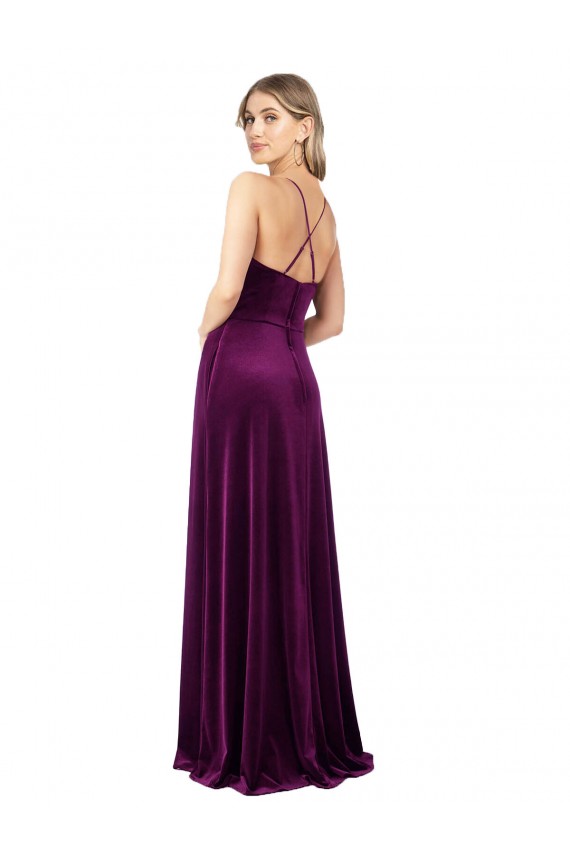 Open Back Stretch Velvet Scoop Neck Long Sleeveless Formal Evening Gown / Prom Dress / Bridesmaid Dress Southampton