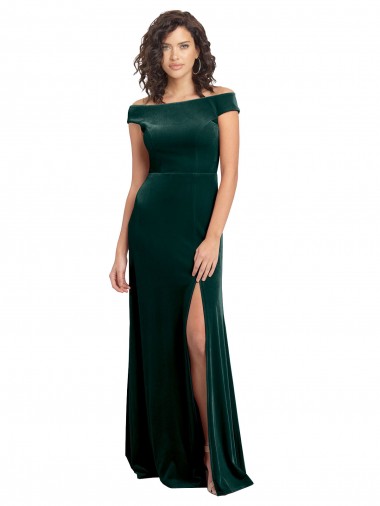Stretch Velvet Square Neck Long Cap Sleeves Formal Evening Gown / Prom Dress / Bridesmaid Dress Southampton