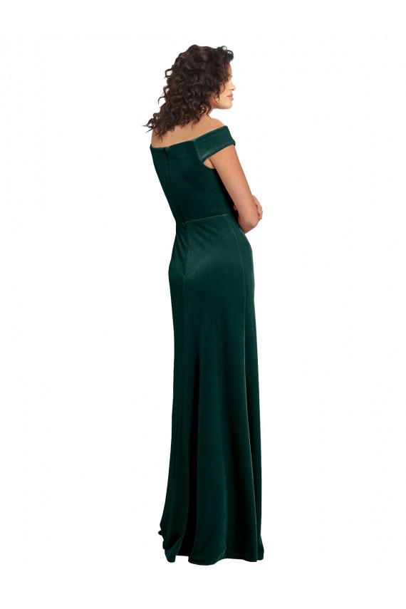 Stretch Velvet Square Neck Long Cap Sleeves Formal Evening Gown / Prom Dress / Bridesmaid Dress Southampton