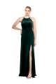 Keyhole Back Dark Green Stretch Velvet Spaghetti Straps Long Sleeveless Prom Dress / Bridesmaid Dress Southampton