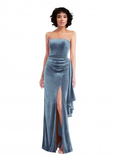 Low Back Stretch Velvet Strapless Long Sleeveless Formal Evening Gown / Prom Dress / Bridesmaid Dress Southampton