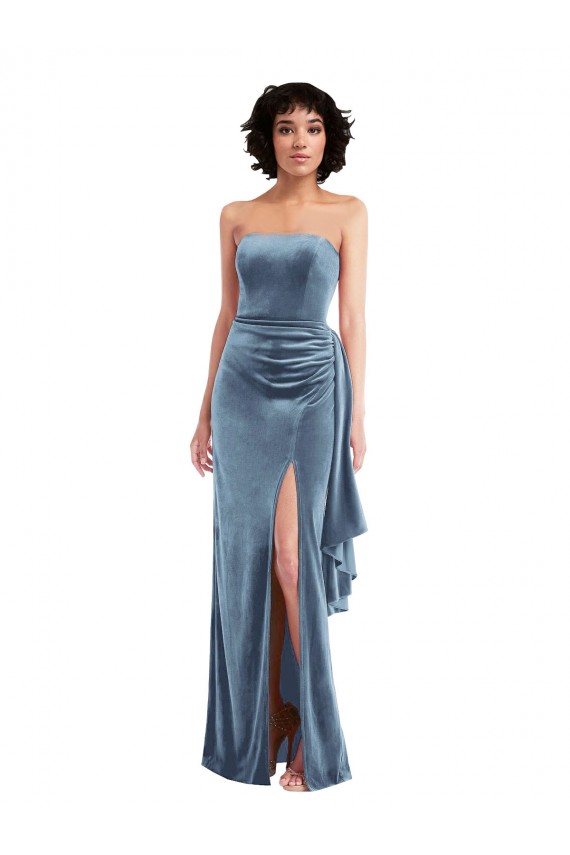 Low Back Stretch Velvet Strapless Long Sleeveless Formal Evening Gown / Prom Dress / Bridesmaid Dress Southampton