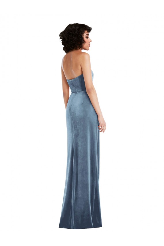 Low Back Stretch Velvet Strapless Long Sleeveless Formal Evening Gown / Prom Dress / Bridesmaid Dress Southampton