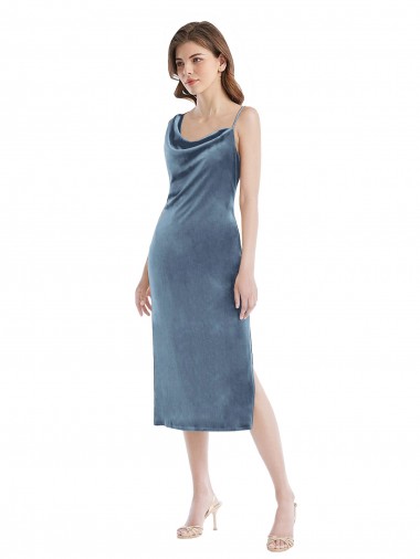 Stretch Velvet One Shoulder Long Sleeveless Semi Formal Evening Dress / Prom Dress / Bridesmaid Dress Southampton