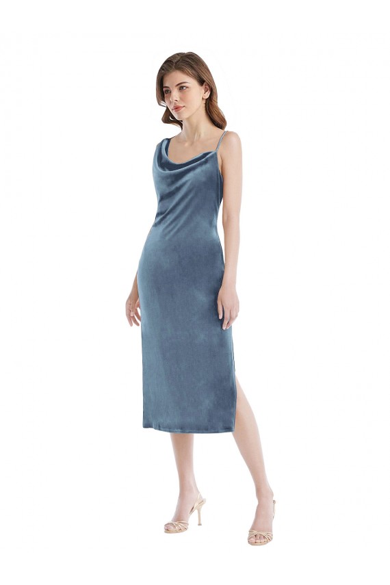Stretch Velvet One Shoulder Long Sleeveless Semi Formal Evening Dress / Prom Dress / Bridesmaid Dress Southampton