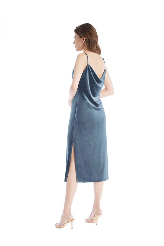 Stretch Velvet One Shoulder Long Sleeveless Semi Formal Evening Dress / Prom Dress / Bridesmaid Dress Southampton
