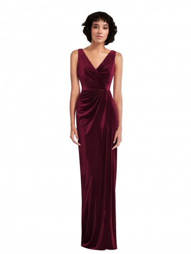 Stretch Velvet V-Neck Long Sleeveless Semi Formal Evening Dress / Prom Dress / Bridesmaid Dress Southampton