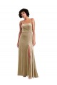 Low Back Champagne Stretch Velvet Square Neck Long Sleeveless Formal Evening Gown / Prom Dress / Bridesmaid Dress Southampton
