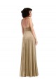 Low Back Champagne Stretch Velvet Square Neck Long Sleeveless Formal Evening Gown / Prom Dress / Bridesmaid Dress Southampton
