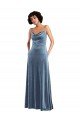 Open Back Stretch Velvet Cowl Neck Long Sleeveless Semi Formal Evening Dress / Prom Dress / Bridesmaid Dress Southampton