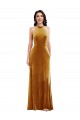 Keyhole Back Stretch Velvet Halter Neck Long Sleeveless Semi Formal Evening Dress / Prom Dress / Bridesmaid Dress Southampton