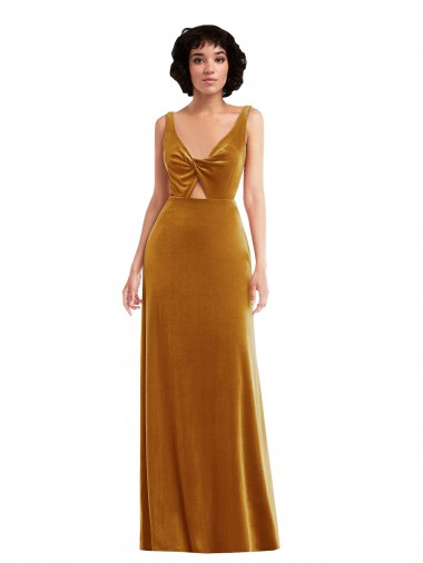 V-Back Stretch Velvet V-Neck Long Sleeveless Semi Formal Evening Dress / Prom Dress / Bridesmaid Dress Southampton