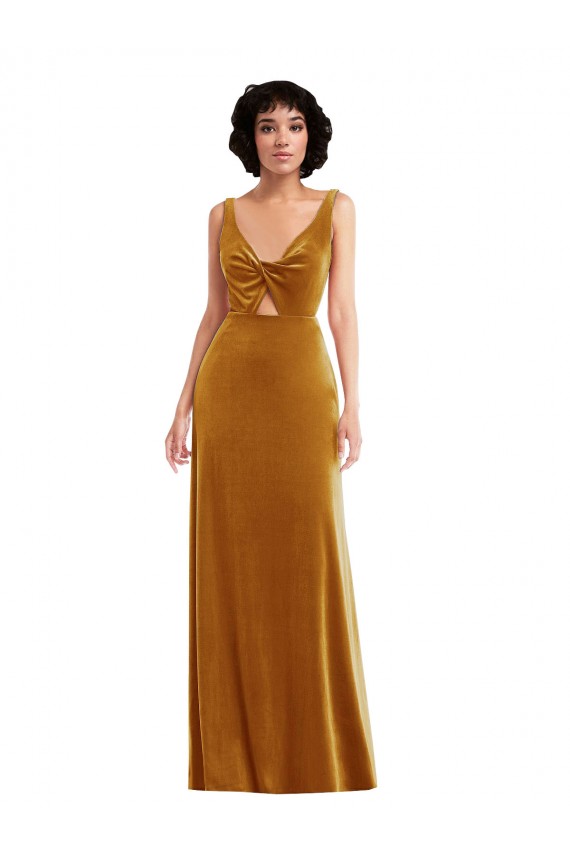 V-Back Stretch Velvet V-Neck Long Sleeveless Semi Formal Evening Dress / Prom Dress / Bridesmaid Dress Southampton