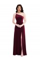 Stretch Velvet One Shoulder Long Sleeveless Black Tie Evening Dress / Prom Dress / Bridesmaid Dress Southampton