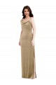 Champagne Stretch Velvet One Shoulder Long Sleeveless Black Tie Evening Gown / Prom Dress / Bridesmaid Dress Southampton