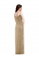 Champagne Stretch Velvet One Shoulder Long Sleeveless Black Tie Evening Gown / Prom Dress / Bridesmaid Dress Southampton