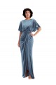 Open Back Stretch Velvet Long Flutter Sleeves Semi Formal Evening Dress / Prom Dress / Bridesmaid Dress Southampton