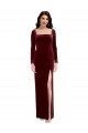 Low Back Stretch Velvet Spaghetti Straps Long Long Sleeves Prom Dress / Bridesmaid Dress Southampton