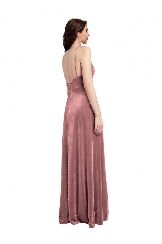 Low Back Stretch Velvet V-Neck Long Sleeveless Formal Evening Gown / Prom Dress / Bridesmaid Dress Southampton