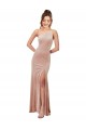 Pink Stretch Velvet One Shoulder Long Sleeveless Black Tie Evening Gown / Prom Dress / Bridesmaid Dress Southampton