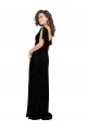 V-Back Floral Velvet & Stretch Velvet V-Neck Long Short Split Sleeves Bridesmaid Dress Southampton