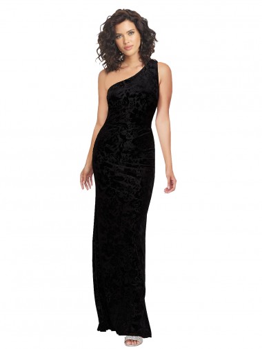 Floral Velvet & Stretch Velvet One Shoulder Long Sleeveless Bridesmaid Dresses Southampton