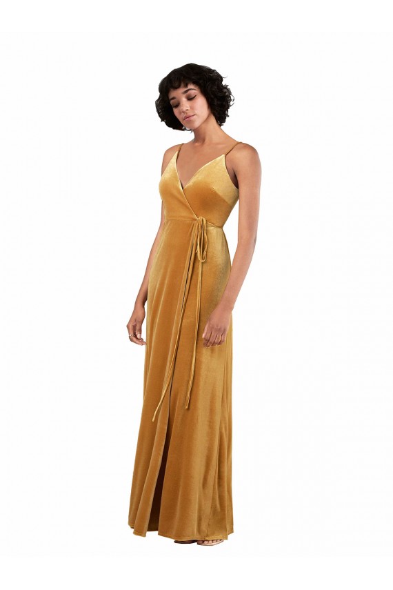 V-Back Stretch Velvet V-Neck Long Sleeveless Black Tie Evening Gown / Prom Dress / Bridesmaid Dress Southampton