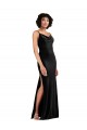 Low Back Stretch Velvet Cowl Neck Long Sleeveless Black Tie Evening Gown / Prom Dress / Bridesmaid Dress Southampton