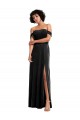 Black Stretch Velvet Off the Shoulder Long Sleeveless Formal Evening Gown / Prom Dress / Bridesmaid Dress Southampton