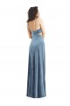 Low Back Dusty Blue Stretch Velvet Square Neck Long Sleeveless Formal Evening Gown / Prom Dress / Bridesmaid Dress Southampton