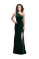 Stretch Velvet One Shoulder Long Sleeveless Black Tie Prom Dress / Bridesmaid Dress Southampton