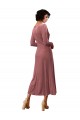 Stretch Velvet V-Neck Midi Length Long Sleeves Black Tie Prom Dress / Bridesmaid Dress Southampton