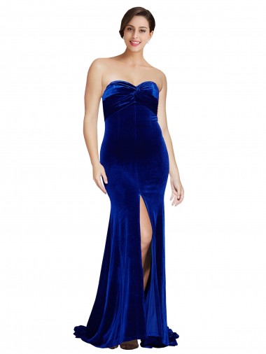 Low Back Stretch Velvet Sweetheart Sweep Train Sleeveless Formal Evening Gown / Prom Dress / Bridesmaid Dress Southampton