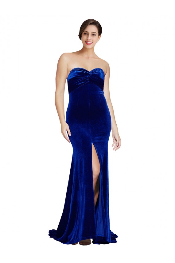 Low Back Stretch Velvet Sweetheart Sweep Train Sleeveless Formal Evening Gown / Prom Dress / Bridesmaid Dress Southampton