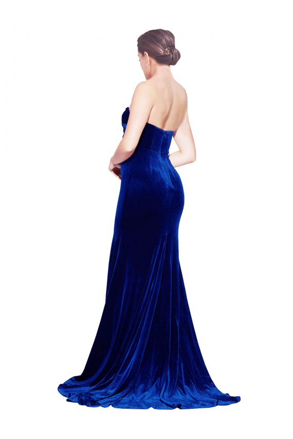 Low Back Stretch Velvet Sweetheart Sweep Train Sleeveless Formal Evening Gown / Prom Dress / Bridesmaid Dress Southampton