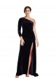 Stretch Velvet One Shoulder Sweep Train Long Sleeves Formal Evening Gown / Prom Dress / Bridesmaid Dress Southampton