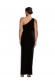 Black Stretch Velvet One Shoulder Long Sleeveless Formal Evening Gown / Prom Dress / Bridesmaid Dress Southampton
