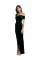 Stretch Velvet Off the Shoulder Long Sleeveless High Low Evening Gown / Prom Dress / Bridesmaid Dress Southampton