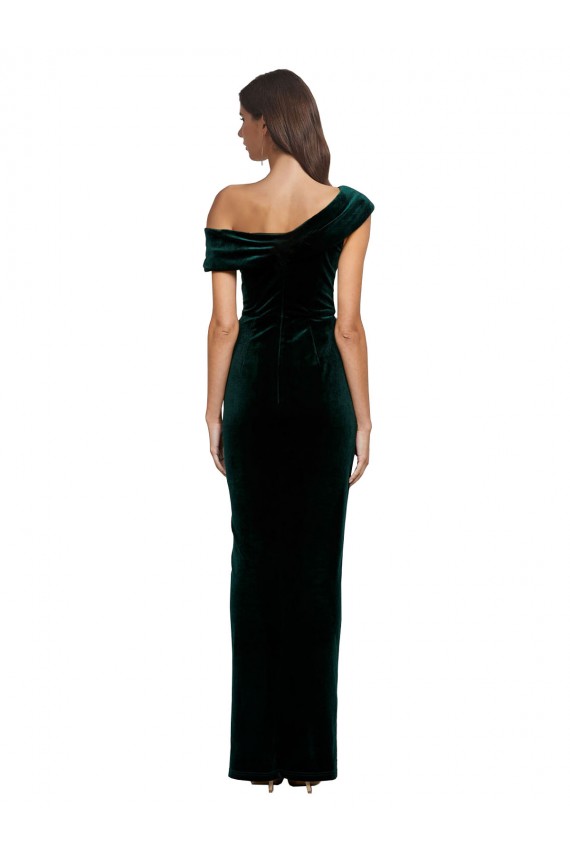 Stretch Velvet Off the Shoulder Long Sleeveless High Low Evening Gown / Prom Dress / Bridesmaid Dress Southampton