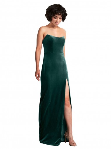 Low Back Stretch Velvet Strapless Long Sleeveless Black Tie Evening Gown / Prom Dress / Bridesmaid Dress Southampton