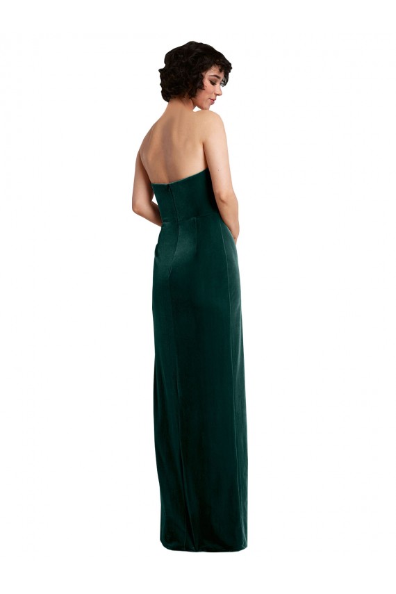 Low Back Stretch Velvet Strapless Long Sleeveless Black Tie Evening Gown / Prom Dress / Bridesmaid Dress Southampton